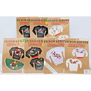 7 Vintage INNOVATIONS Christmas Iron On Kits 1993 NIP Christmas Editions NEW